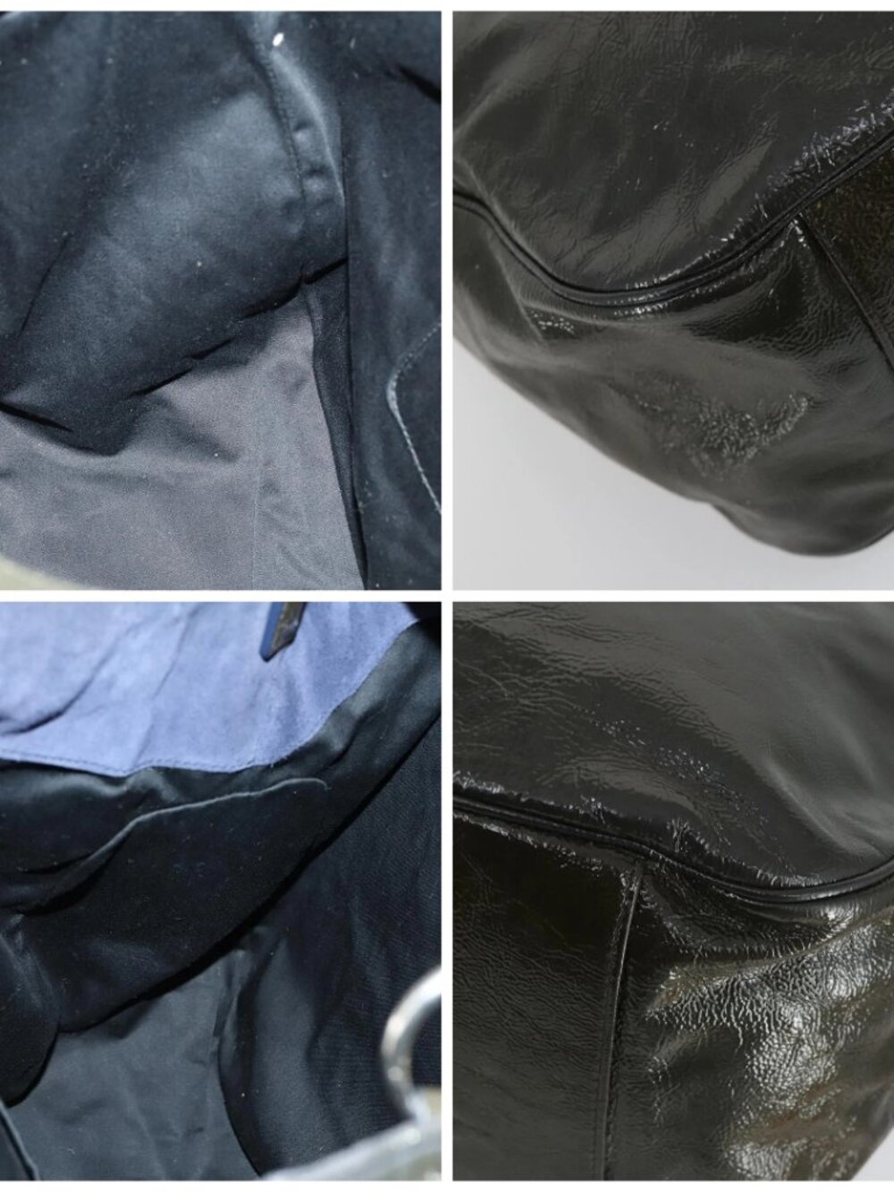 SAINT LAURENT Shoulder Bag Enamel Khaki Silver Auth - Picture 13 of 16